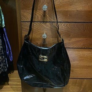 Fendi Black Patent Leather Hobo Mamma Shoulder Bag